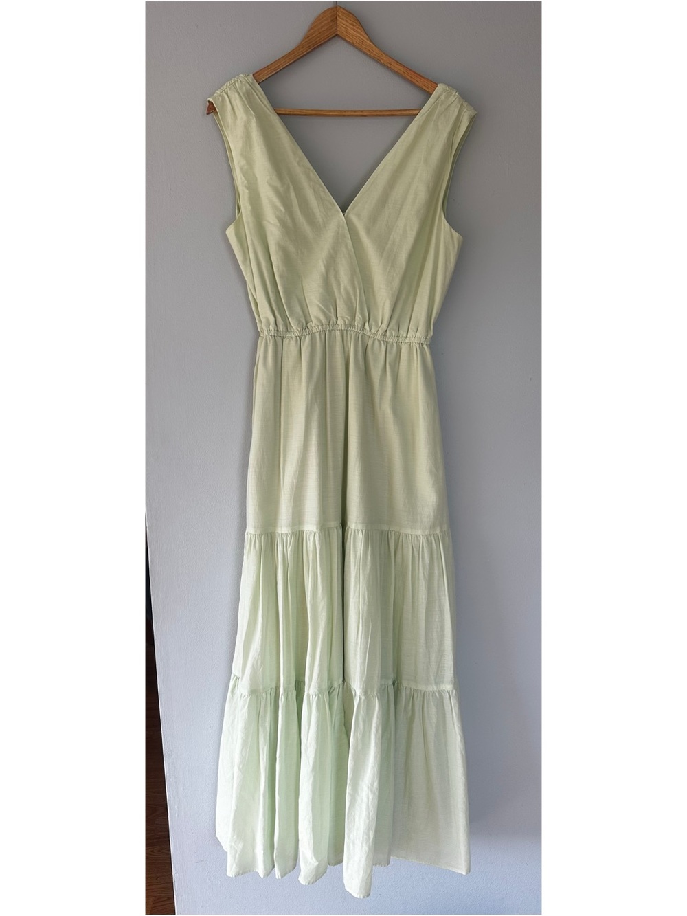 Banana Republic Pale Mint Sleeveless V-Neck Tiered Maxi Dress